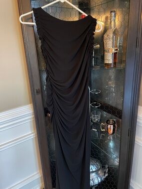 Zara Black Asymmetrical Ruched Dress